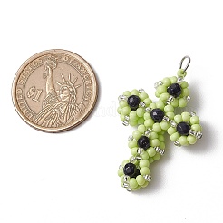 Подвески-кресты из стеклянного бисера&nbsp;PALLOY-MZ00642-01