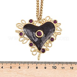 Цепочка-подвеска в форме сердца из нержавеющей стали 304 с эмалированной основой&nbsp;NJEW-P430-04B-G