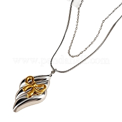 Двухслойные ожерелья с подвеской в виде банта и ромба из нержавеющей стали 304 для женщин&nbsp;FS-WGC8ADF-02