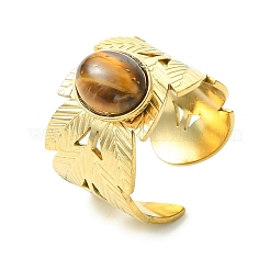 Offene Manschettenringe aus natürlichem Karneol/schwarzem Achat/Tigerauge/Lapislazuli/Moosachat&nbsp;RJEW-JR01079-04