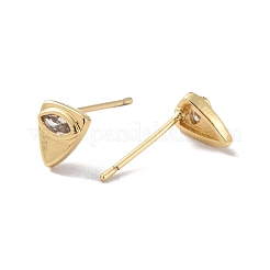 Серьги-гвоздики с треугольным глазом из прозрачного кубического циркония&nbsp;EJEW-F310-08G