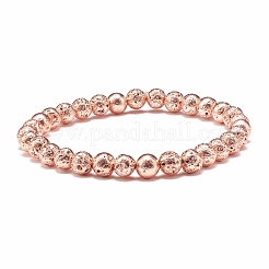 Set di braccialetti elastici in pietra lavica naturale a 3 colori&nbsp;BJEW-JB06838-02