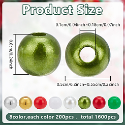 1600 Stück 8 Stile Weihnachtsthema DIY Runde ABS-Kunststoff & Acryl Perlen Zubehörse Kits&nbsp;DIY-AR0004-47