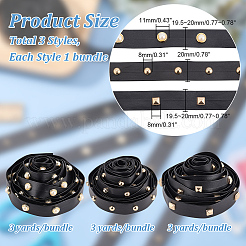 3 стиль латунные круглые и квадратные и искусственные жемчужины заклепки черная отделка из искусственной кожи&nbsp;DIY-AR0003-78