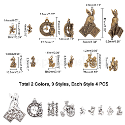 1 Box mit 72 Stück 18 Stile Kaninchen Thema tibetischen Stil Legierung Anhänger&nbsp;TIBE-NB0001-19