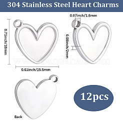 12 pendentif en acier inoxydable 304&nbsp;STAS-BBC0010-12