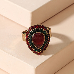 Кольца из цинкового сплава со стразами и смолой&nbsp;FS-WGCEC00-03