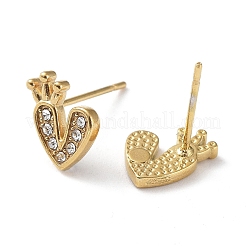 Orecchini a bottone in acciaio inossidabile 304 con strass&nbsp;EJEW-Q788-01G