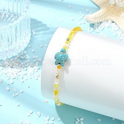 Stretch-Armbänder aus Abakusglas und gefärbten synthetischen Türkisperlen für Damen&nbsp;BJEW-JB13812-02