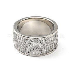 Кольцо на палец с широкой полосой в форме сердца из кубического циркония RJEW-C027-01P