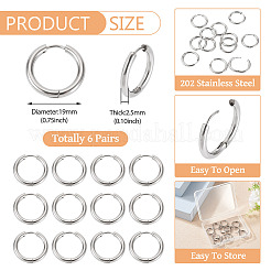 6 пара серег-колец Huggie Hoops из нержавеющей стали 202&nbsp;EJEW-TA0001-57C