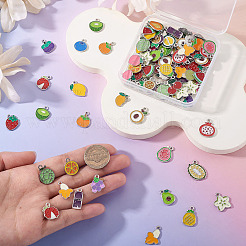 120 Stück 30 Stile Obstlegierung Emaille Charms&nbsp;ENAM-TA0003-42