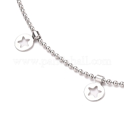 Collane con ciondolo a forma di stella in acciaio inossidabile 304 anti-ossidazione e tonde piatte&nbsp;NJEW-JN03196