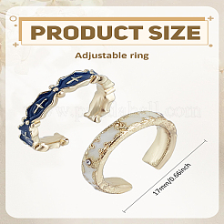 2 шт. 2 стиля эмалированное кольцо-манжета из сплава для женщин&nbsp;RJEW-LP0002-38