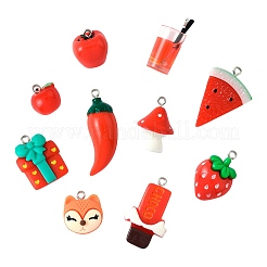 10 шт. 10 стиля подвески из непрозрачной смолы с имитацией овощей&nbsp;CRES-FS0001-28