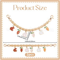 2 pz lega smaltata carota coniglio nappa catena di ferro borsa catene decorative&nbsp;AJEW-BBC0001-07