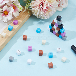 140pcs 7 couleurs perles acryliques opaques&nbsp;AJEW-PA0001-04