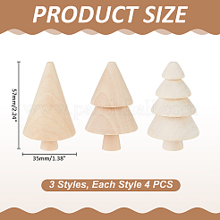 12 Stück 3 Stile unbehandeltes Holz 3D-Baum&nbsp;WOOD-ME0001-19