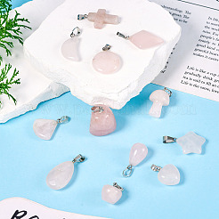 12 шт. подвески из синтетического и натурального розового кварца в двух стилях&nbsp;G-TA0002-20