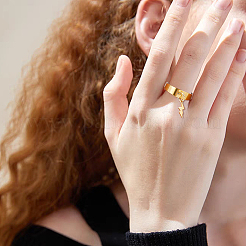 Набор для самостоятельного изготовления кольца-манжеты из нержавеющей стали в виде звезды и молнии&nbsp;DIY-FI0001-02