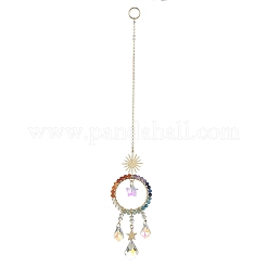 Décorations pendentif en perles de pierres précieuses chakra&nbsp;HJEW-JM01152-01