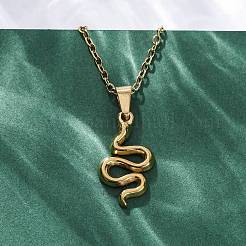 Ожерелья с подвеской в виде змеи из нержавеющей стали 304&nbsp;NJEW-M096-03G