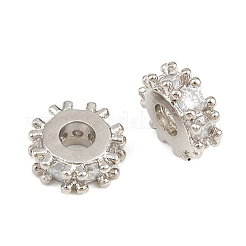 Perline di zirconi cubici trasparenti con pavé di ottone&nbsp;CU-CBA6A75-19B-P