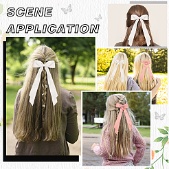 Заколки для волос из кожи аллигатора с большим бантом из полиэстера&nbsp;AJEW-CP0008-42B-01