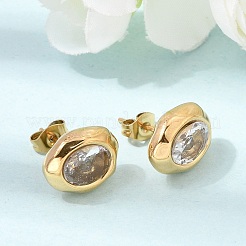 6 paire de boucles d'oreilles puces en acier inoxydable 304 serties de zirconiums cubiques&nbsp;SA-CBADCF0-04G-04