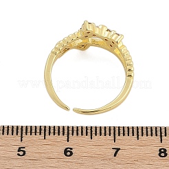 Кольца-манжеты из латуни с микропаве из прозрачного кубического циркония с покрытием «бантик» для женщин&nbsp;RJEW-M028-62G