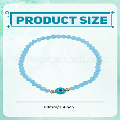 Braccialetti elastici con perline di vetro e malocchio in vetro lavorato a lume da 1 pezzo&nbsp;BJEW-LP0004-13B
