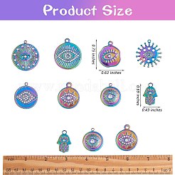 16 pz 8 stile occhio tema 304 acciaio inossidabile strass pendenti&nbsp;STAS-SZ0002-85MC