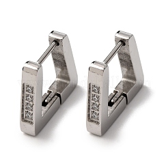 Pendientes de aro trapezoidales de circonita cúbica de acero inoxidable 304&nbsp;EJEW-D331-06P