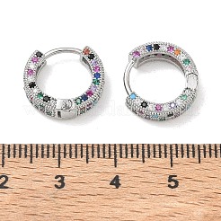 Boucles d'oreilles créoles en laiton micro pavé de zircons cubiques pour femmes&nbsp;EJEW-A167-19P-01
