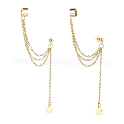 Boucles d'oreilles pendantes avec chaînes de sécurité en acier inoxydable 304 et manchette d'oreille&nbsp;EJEW-JE04922-02