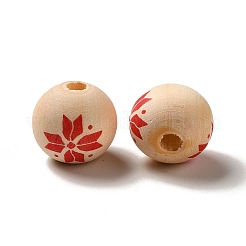 Perles européennes en bois imprimé flocon de neige de noël&nbsp;WOOD-K007-05B