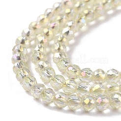Chapelets de perles en verre transparent électrolytique&nbsp;GLAA-H021-01B-FR04