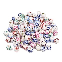 Perline di porcellana stampate con motivi floreali&nbsp;PORC-T137-01C