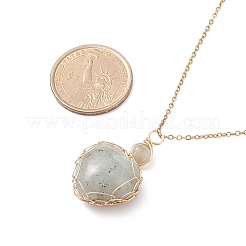 Collares con colgante de corazón de labradorita natural envuelto en alambre de cobre&nbsp;NJEW-JN03971-03