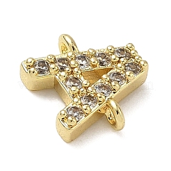 Латунные подвески-буквы с микропаве из прозрачного кубического циркония&nbsp;KK-I382-07G