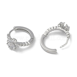 Pendientes de aro de vidrio con flores&nbsp;EJEW-L292-019P