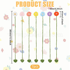 7 marcapáginas de flores de mohair de poliéster de 7 colores&nbsp;AJEW-GL0003-56