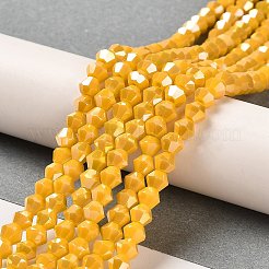 Brins de perles de verre galvanisées de couleur unie opaque&nbsp;X1-GLAA-F029-P4mm-A04