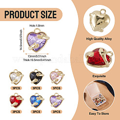18 Stück 6 Farben Legierung Glas Charms&nbsp;FIND-TA0009-91G