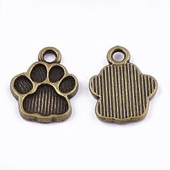 Stampe cane zampa regolazioni del pendente dello smalto della lega stile tibetano&nbsp;TIBEP-R338-30AB-NR