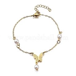 Bracelets à maillons papillon en acier inoxydable 304&nbsp;BJEW-C098-01A-G