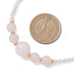 Ожерелья из натуральных круглых градуированных бусин розового кварца&nbsp;NJEW-JN05654-01