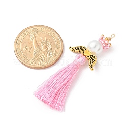 Стеклянные жемчужины круглые бусины с поликоттоновой кисточкой большие подвески&nbsp;PALLOY-MZ00611-03