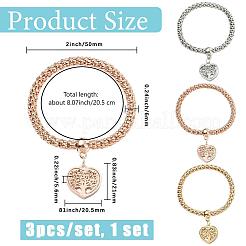 3шт 3-х цветные браслеты с подвесками из цинкового сплава BJEW-SC0001-57