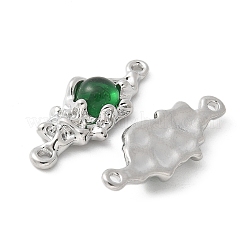 Латунные подвески-соединители из зеленого стекла&nbsp;KK-U052-02P